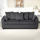 HOMCOM Corduroy 3 Seater Sofa Couch with 8 Removable Pillows - Dark Grey-Stylish curved armrests offer an elegant look and comfortable arm support