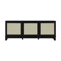 Manhattan Comfort Sheridan 62.99" Mid-Century Modern TV Stand - Black-Modern Cane Free Standing TV Stand for Living Room Use