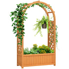 Outsunny Wooden Raised Garden Bed with Arch Trellis-Side and arch trellises support upward growth of climbers
