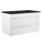 Modway Render 36" Wall-Mount Bathroom Vanity - White/Black-Mid-Century Modern Vanity