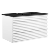 Modway Render 36" Wall-Mount Bathroom Vanity - White/Black-Mid-Century Modern Vanity