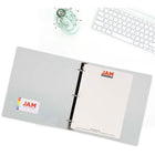 JAM Paper Plastic 1.5" 3-Ring Binder - Clear-Wide front and back binder panels fully cover standard dividers and sheet protectors. Our 3 metal ring binders have 2 buttons for easy opening and closing, and a convenient pocket on the inside flap.
