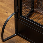 HOMCOM 3-Panel Folding Freestanding Fireplace Screen with Door - Black-Colour: Black 
