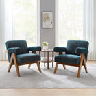 Modway Lyra Fabric Armchair - Azure Fabric - Set of 2-Plywood Frame, Rubber Wood Legs