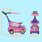 Qaba 3 in 1 Kids Push Car Toddler Sliding Car, Foot to Floor Design - Pink-Parts like safety fence are detachable for convenience 
