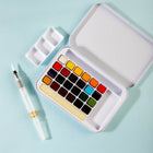Mont Marte Watercolour Paint 27-Piece Set in Tin - Assorted Colours-Suitable for dry brush, wet wash and glazing techniques when you want to explore different effects