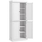HOMCOM 72.5" H Freestanding 4-Door Kitchen Pantry Cabinet with Shelves - White-6-tier shelf offers enough room for keeping cookware, dishes, appliances, and dry goods 