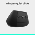 Logitech Lift Vertical Ergonomic Mouse - Graphite-Plastic parts in Lift include certified post-consumer recycled plastic (Graphite: 70%, Rose and Off-white: 54% - excludes plastic in receiver, battery, PWA, and FFC cable)
