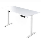 Ezywork 60" Electric Height Adjustable Standing Desk - White Frame / White Table Top-Whole piece table top 1" thick