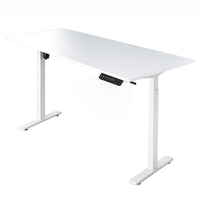 Ezywork 60" Electric Height Adjustable Standing Desk - White Frame / White Table Top-Whole piece table top 1" thick