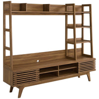 Modway Render TV Stand Entertainment Center - Walnut-Mid-Century Modern Entertainment Center