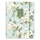 Orange Circle Studio 2026 Just Right Monthly Planner - 9.75" x 7.50" - Winter Blooms - Bilingual-Features elastic band for closure and interior storage pocket