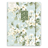 Orange Circle Studio 2026 Just Right Monthly Planner - 9.75" x 7.50" - Winter Blooms - Bilingual-Features elastic band for closure and interior storage pocket