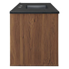 Modway Transmit 48" Wall-Mount Bathroom Vanity - Walnut/Black-Soft-Close Doors