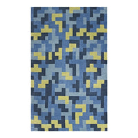 Modway Andela Interlocking Block Mosaic Area Rug - 8 ft W x 10 ft L - Multicolored Blue/Light Olive Green-Interlocking Block Mosaic Area Rug