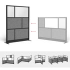 Luxor Modular Wall - 53" W x 70" H - Segmented Black Frame, Frosted Acrylic, Cool Grey PET-Frosted acrylic and PET acoustic panel design