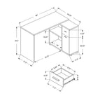 Monarch Specialties 7350 46" Computer Desk - White With A Storage Cabinet-Desktop is divided into 2 segments: a main worksurface and a smaller, slightly lower surface on top of the storage unit