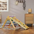 Qaba 3 in 1 Pikler Triangle Set with Ramp - Multicoloured-Foldable design and adjustable slide angle for easy storage 