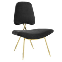 Modway Ponder Performance Velvet Lounge Chair - Black-Living Room Or Bedroom Lounge Chair