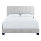 Modway Celine Channel Tufted Performance Velvet Full Platform Bed - Light Grey-Reinforced Center Beam With Support Legs