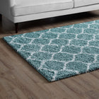 Modway Solvea Moroccan Trellis Shag Area Rug - 5 ft W x 8 ft L - Aqua Blue/Ivory-100% Polypropylene