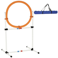 PawHut Dog 2-in-1 Obstacle Training Agility Equipment with Tire Jump-2 in 1 pet agility jump, can be used as a pet tire jump or remove the ring to become a bar jumper 