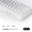 Cybeart Akula 65 Compact Tri-Mode Wireless RGB Gaming Keyboard - White-4000 mAh battery delivers 200 hours with RGB lights off and 25 hours with RGB lights on