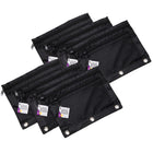 Charles Leonard Pencil Pouch - 2 Pocket with Mesh Front - Black - 6 Pack-Two pocket pencil pouch, front pocket has a mesh front for easy viewing