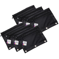 Charles Leonard Pencil Pouch - 2 Pocket with Mesh Front - Black - 6 Pack-Two pocket pencil pouch, front pocket has a mesh front for easy viewing