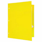 JAM Paper Laminated Glossy 3 Hole Punch Two-Pocket School Folders - Yellow - 6 Pack-Quantity: 6 Folders per Pack | One for each subject & project