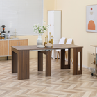 HOMCOM 23.6"-70.9" Rectangular Extendable Dining Table for 6-8 - Light Brown-Easily reduces to the size of a side table