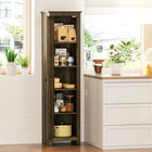 HOMCOM 67" H Kitchen Pantry Cabinet with Barn Door - Brown-Compact size suits limited spaces 