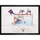 Leon Draisaitl Oilers 2025 SCF OT Winning Goal Shot - Framed Canvas - 31" x 22"-Premium canvas print with gallery-wrapped edges