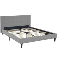 Modway Linnea Fabric Queen Bed - Light Grey-Platform Bed Frame With Headboard