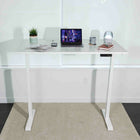 MotionGrey 55" Motion Electric Height Adjustable Standing Desk with German Dual Motors for Home and Office- White Top- White-MDF surface desk top with industrial grade steel standing desk leg frame