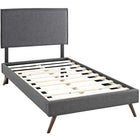 Modway Amaris Fabric Twin Platform Bed with Round Splayed Legs - Grey-Fine Polyester Upholstery