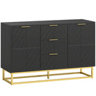 HOMCOM 47.2" L Sideboard Buffet Cabinet with Storage - Black-Geometric lined doors paired with golden base add artistic touch to interior decor