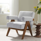 Modway Lyra Fabric Armchair - Light Grey Fabric-Plywood Frame, Rubber Wood Legs