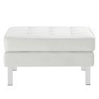 Modway Loft Tufted Vegan Leather Armchair and Ottoman Set - Silver White-8