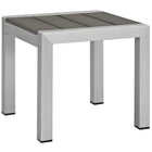 Modway Shore Outdoor Patio Aluminum Side Table - Silver Grey-Modern Outdoor Side Table