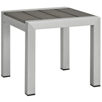 Modway Shore Outdoor Patio Aluminum Side Table - Silver Grey-Modern Outdoor Side Table