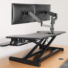 IMHome Sit Stand Desk Riser Standing Desk Converter with Keyboard Tray - 33" - Black-The desk riser is designed for quick setup and minimal assembly. It arrives ready to go right out of the box and simply attach the keyboard tray and your workstation will be ready to use in minutes. Simply attach the keyboard tray and your workstation is ready to go. The tray features a quick-release mechanism, allowing you to remove it easily when you prefer a larger desktop workspace