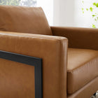Modway Posse Vegan Leather Accent Chair - Black Tan-Dense Foam Padding + Spring Support