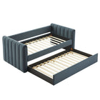 Modway Veyla Channel Tufted Performance Velvet Twin Daybed with Trundle - Cadet Blue-Weight Capacity: 300 lb