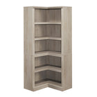 Sauder Corner 5-Shelf Bookcase - Chalked Chestnut-Multi-room storage: this functional corner bookcase can meet your storage needs in a variety of rooms: living room, office, kitchen, craft, or bathroom