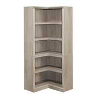 Sauder Corner 5-Shelf Bookcase - Chalked Chestnut-Multi-room storage: this functional corner bookcase can meet your storage needs in a variety of rooms: living room, office, kitchen, craft, or bathroom