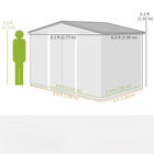 Outsunny Garden Storage Shed with Steel Foundation Kit - 9.1'x 6.4' x 6.3' - Grey-Sloped roof prevents moisture and rain from pooling 
