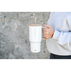 GROSCHE Aspen Insulated Water Tumbler with Handle - 32 oz. - Cream White-Insulated, splash-resistant straw lid