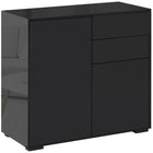 HOMCOM 31.1" L High Gloss Buffet Sideboard with 2 Drawers - Black-Great for storing dinnerware, glasses, cups, books, and more
