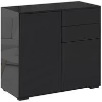 HOMCOM 31.1" L High Gloss Buffet Sideboard with 2 Drawers - Black-Great for storing dinnerware, glasses, cups, books, and more
